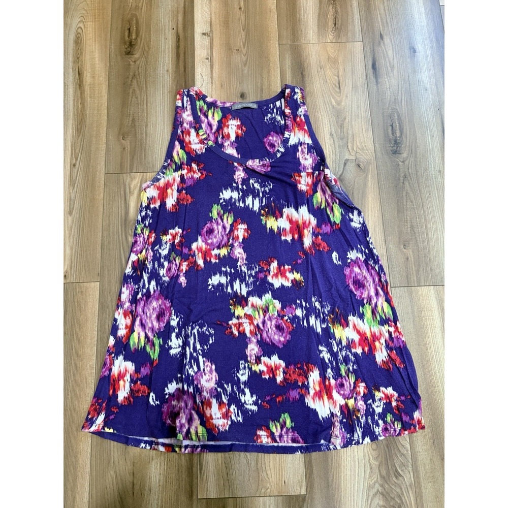 Loveappella Tank Tunic Top Women's XXL Purple Floral Sleeveless Stretch